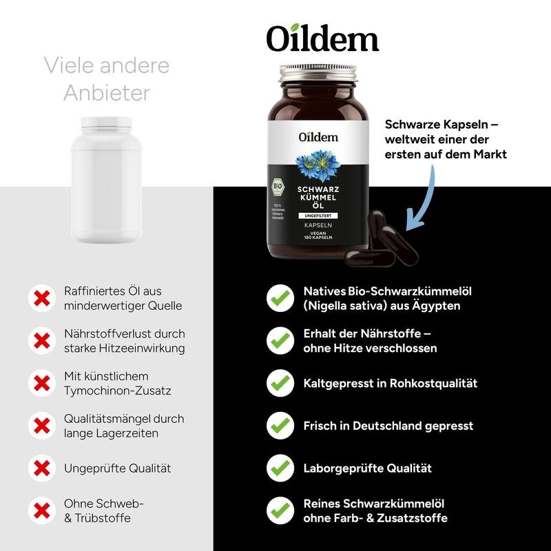 Oildem Bio Schwarzkümmelöl Kapseln vegan (ungefiltert) - Image 5